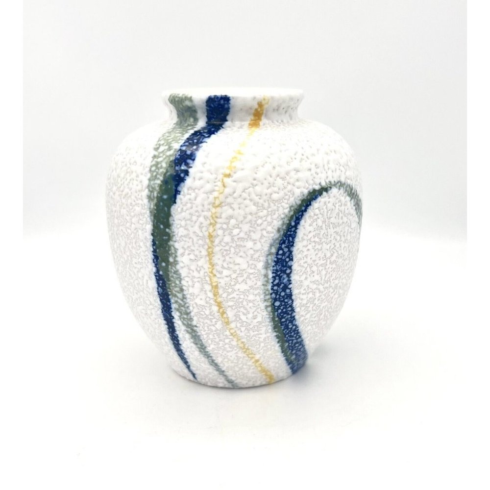Vintage 80s Textured Finish Vase Abstract Contemporary Modernist Design - Picture 2 of 7